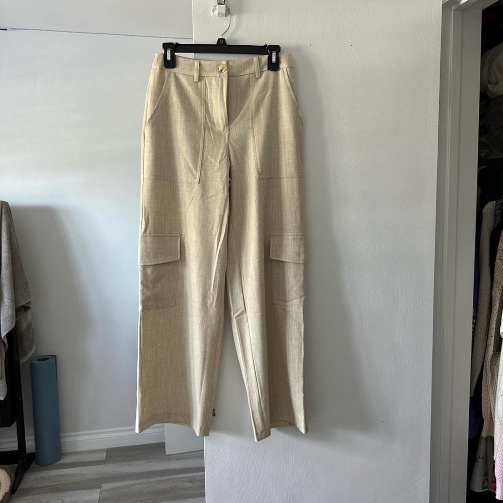 Princess Polly Cream Cargo Trousers Size 2